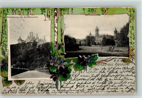 W3000 Hannover Marienburg bei Nordstemmen Welfeschloss Veilchen Pflanzen 1900 Lithographie