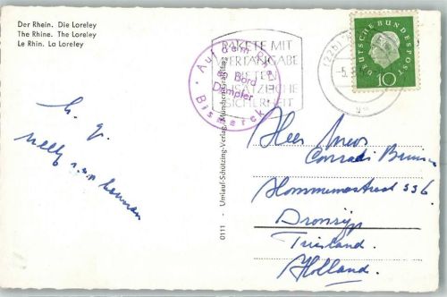 St. Goarshausen 1959 Bordstempel Rhein Dampfer Bismarck
