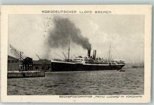 Yokohama 1928 Prinz Ludwig Dampfer in Yokohama AK