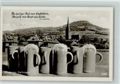 96231 W8623 Staffelstein , Oberfr 1935 Fotomontage AK Bierkrüge - Spruch von Scheffel AK