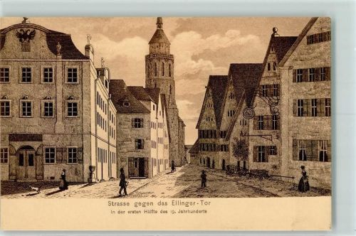 Weißenburg Strasse gegen das Ellinger-Tor in der ersten Hälfte des 19. Jahrhunderts Histor. Karte Nr. 10