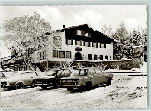 Schönsee Hotel Hubertus Winter Rückseite mit Kleberesten bzw Abschürfungen