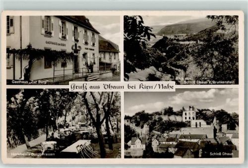 Dhaun Gasthaus Zur Burg Blick von Schloss Dhaun z. Brunkenstein Horiebeins Burgterrassen