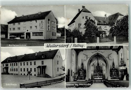 Wallersdorf Raiffeisenkasse Schulhaus Vinzenz-Krankenhaus Pfarrkirche Altaransicht