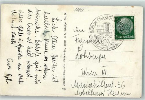 SST Berlin-Charlottenburg Intern. Ausstellung Automobil u. Motorrad 18.2.1939