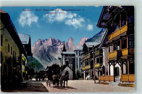 Cortina d'Ampezzo Hotel Baur an der Dolomitenstraße Postkutsche Landro