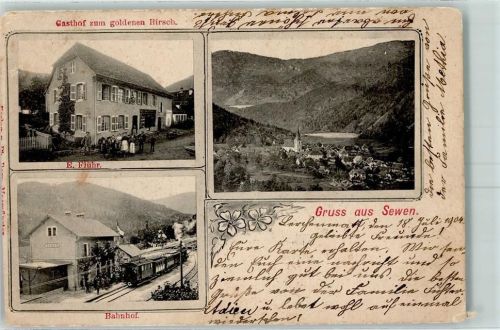 Sewen 1904 Gasthaus Zum goldenen Hirsch Bahnhof