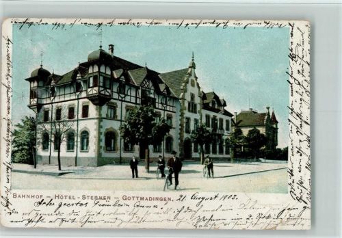 Gottmadingen 1903 Bahnhof - Hotel Sternen , Fahrrad