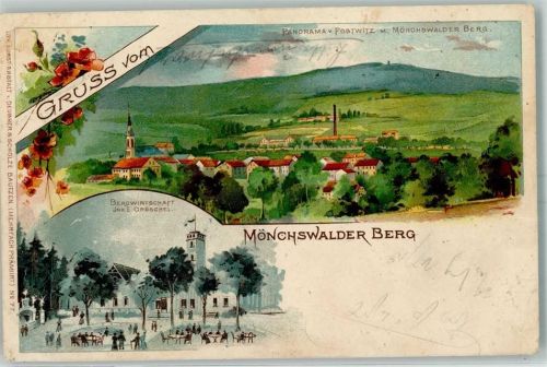 Großpostwitz Mönchswalder Berg Bergwirtschaft Gasthaus Inh E. Gröschel Lithographie