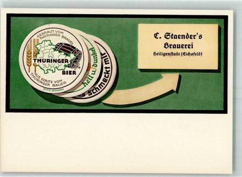 Heilbad Heiligenstadt C. Staenders Brauerei Bierdeckel Thüringer Bier