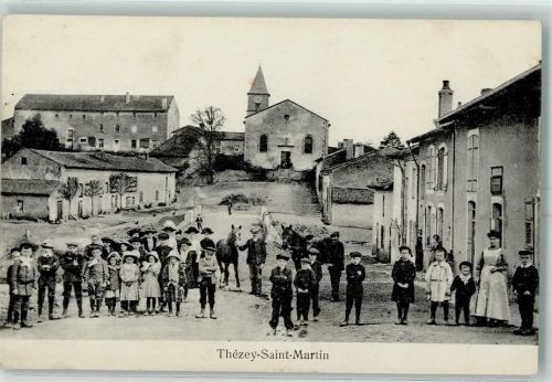 Thezey-Saint-Martin 1915 Kirche Kinder Soldatenbriefstempel Landsturm Inf. Batl. 2. Kp. Kaiserslautern