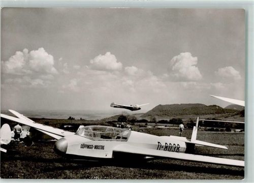 W7076 Schwäbisch Gmünd Segelflugschule Kaltes Feld Segelflug 1961 Foto AK