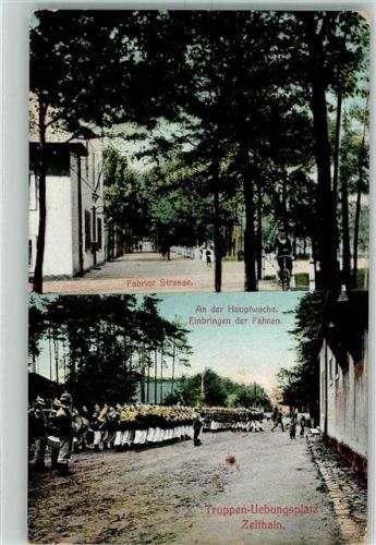 Zeithain 1908 Truppen-Übungsplatz Fabrice Straße An der Hauptwache Einbringen der Fahnen