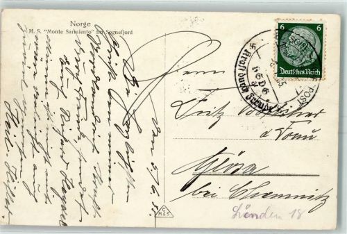 Kraft Durch Freude Dt. Schiffspost 6.7.1935 M.S. Sarmiento