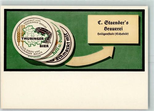 Heilbad Heiligenstadt C. Staenders Brauerei Bierdeckel Thüringer Bier