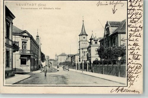 Neustadt 1903 Bismarckstraße mit Böttchers Hotel AK