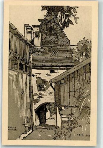 Burghausen Am langen Weg sign. Franz Ermer 13.08.1913