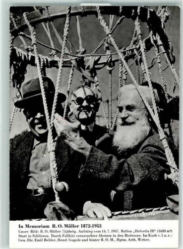 Berühmte Schweizer Ballonführer R.O. Müller - Freiballon Albis erster Aufstieg Winterthur-Grütze 1960