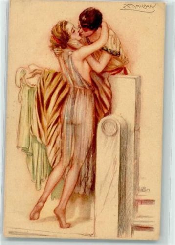 1909 Erotik Nude im Neglige Küsse AK