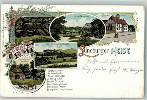 Soltau 1899 Gruss aus der Lüneburger Heide Rathaus , Haverbeck bei Wilsede AK
