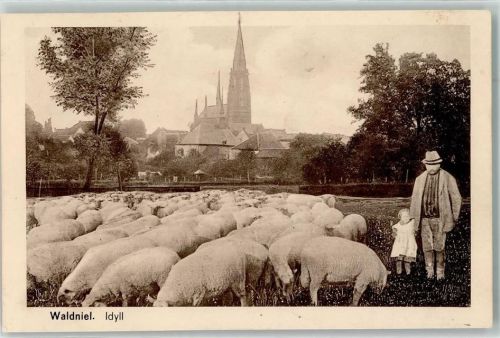 Waldniel 1919 Schafherde Kirche St. Michael