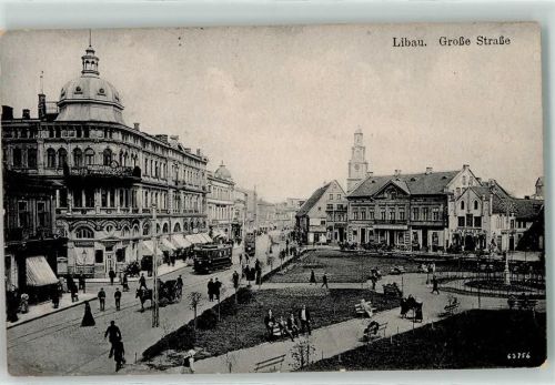 Libau 1918 Große Straße Straßenbahn