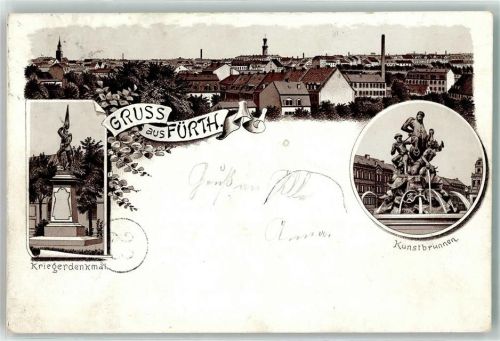 Fürth 1897 Krieger Denkmal Kunst Brunnen