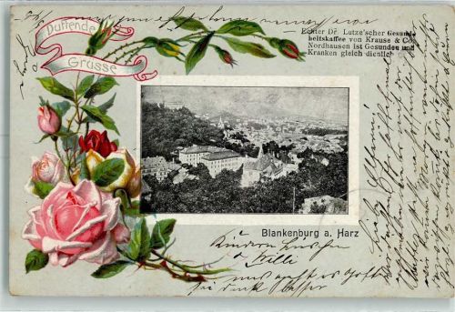 Blankenburg Gesundheitskaffee von Krause & Co Nordhausen Rosen + Passepartout Lichtdruck