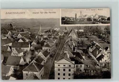 Babenhausen 1913 Teilansicht oberer Teil des Marktes AK