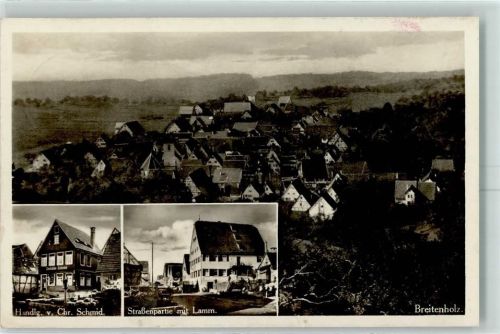 Breitenholz Handlung von Chr. Schmid Straßenpartie mit Lamm Landpost