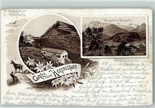 82431 W8111 Herzogstand 1893 Gebrauchsspuren Lithographie Vorläufer Druck 1890-1895