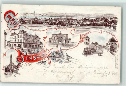 Simbach Kaufhaus Mühldorfen Innbrücken-Portal Hauptstraße Lithographie