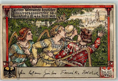 Frankfurt 1903 Künstlerkarte Lithographie sign. Heinz Wetzel