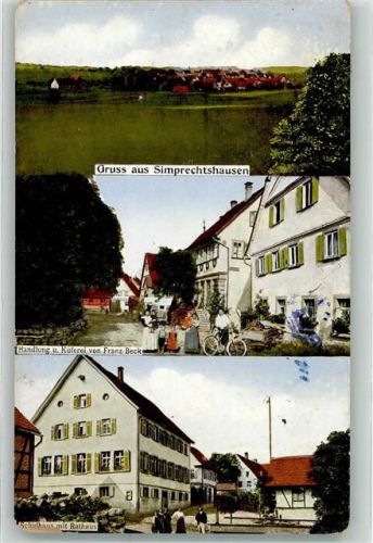 74673 W7119 Simprechtshausen Gebrauchsspuren Handlung Küferei Franz Beck Schulhaus Rathaus Fahrrad