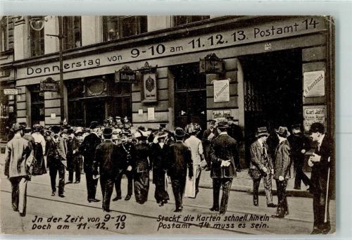 Berlin Mitte 1913 Donnerstag von 9-10 Uhr am 11.12.13. Postamt 14 Stempel 11.12.13. 9-10V