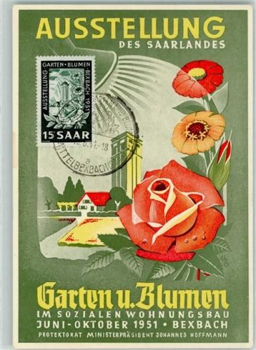 Bexbach Ausstellung des Saarlandes Garten und Blumen im sozialen Wohnungsbau Juni - Oktober 1951 Nr 747