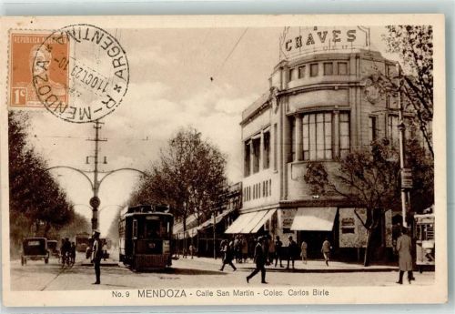 Mendoza Calle San Martin Colec Carlos Birle Straßenbahn Oldtimer Fahrrad
