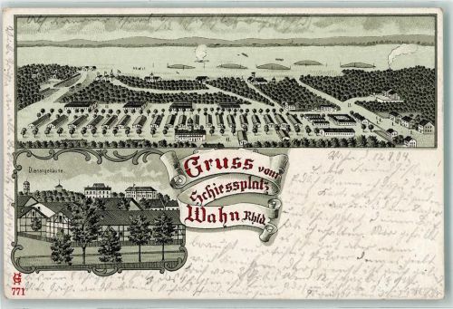 Wahn 1904 Gruss vom Schiessplatz Dienstgebäude