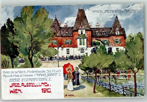 Wien 1910 sign. Ulf Seidl Kaiserl. Jagdschloss Mürzsteg Jugendstil