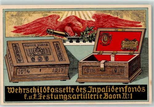 Wehrschildkassette des Invalidenfonds KuK Festungsartillerie Baon No. 1 WK I Artillerie WK I