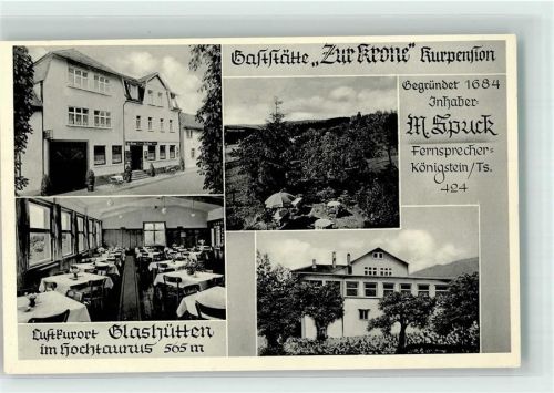 61479 W6246 Glashütten , Taunus Foto AK Gasthaus zur Krone Gastraum Garten
