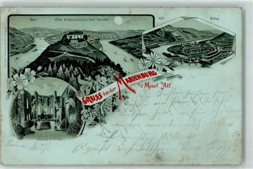 Alf Marienburg Ruine Hotel-Gasthaus Boemer Bullay Lithographie