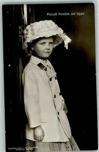 Detmold 1914 Portrait von Prinzessin Karoline zur Lippe als Kind Fotograf Langhammer Ort handschriftlich
