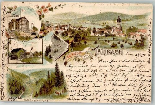 Tambach 1898 Lithographie Fürstenblick Napoleonstein
