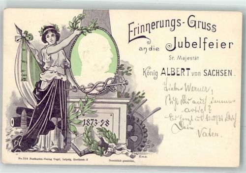 1898 Jubelfeier König Albert Ereignis Verlag Vogel Nr. 204 Germania sign. Loos