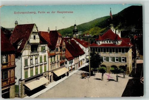 Schramberg 1912 Hauptstraße Gasthaus zum Mohren Fahne