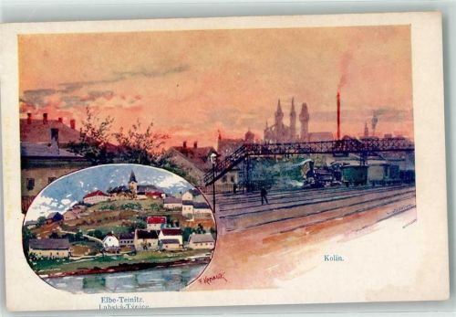 Kolin Elbe Teinitz sign. F. Kopallik