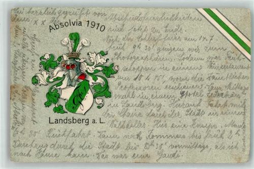 Landsberg 1910 Studentika Absolvia Wappen Lithographie