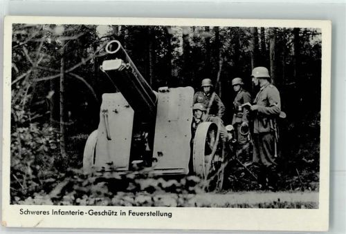 1940 Schweres Infanterie-Geschütz in Feuerstellung Fotograf Schröter, Heinz Wehrmachtsfoto 830/112 Feldpost Inf. Ers. Bataillon 82