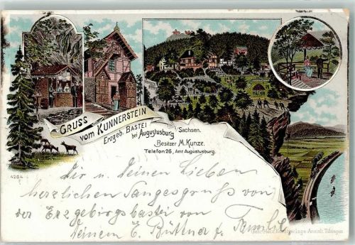 Augustusburg 1908 Gasthaus Kunnerstein Wildwiese Aussichtsplatz